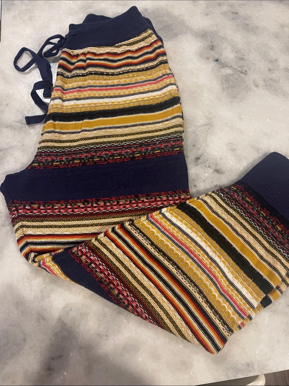 Free People Striped Knit Joggers in Yellow, Navy, Black and Red